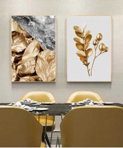 Gold Frame 60*90 Cm Crystall Porsalein Painting Decorative For Living Room 2 pcs